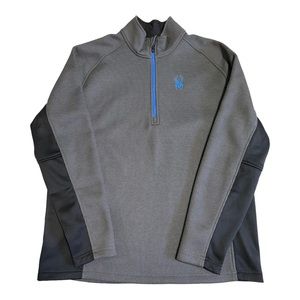 Spyder Gray, Black and Blue Quarter ZIp Performance Wear Pull Over, Size XXL